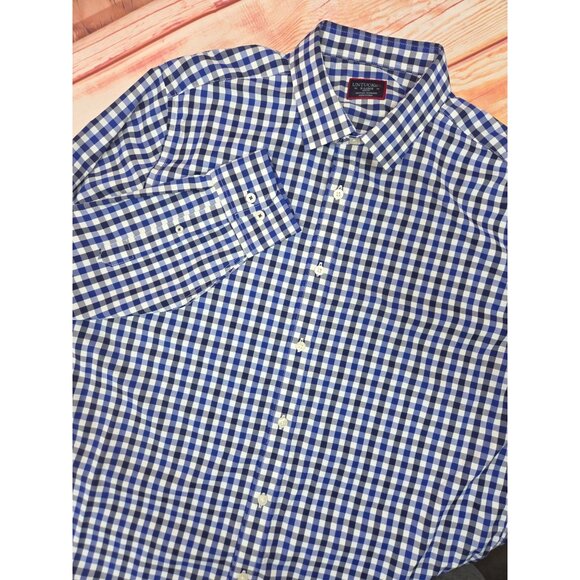 Untuckit Mens Warren Blue Check Slim-Fit Button-Down Shirt XL - Picture 4 of 7